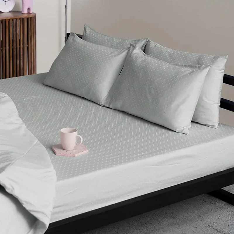 Swiss Dot Cotton Pillow Cover (Paloma Grey,500TC) - Set Of Two media 1