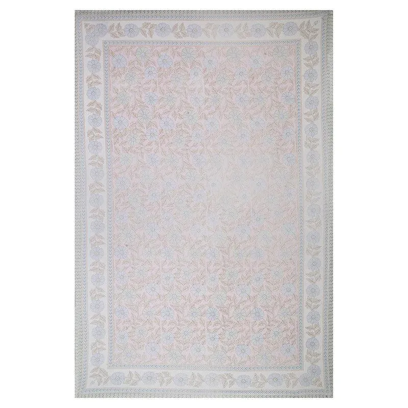 Neeraja Floral Diwan Set (Blue & Pink) - Eight Piece Set media 5