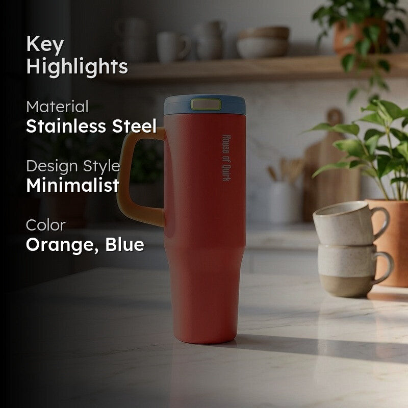 AuraGrip Stainless Steel Tumbler (1200 ML) - Orange media 2