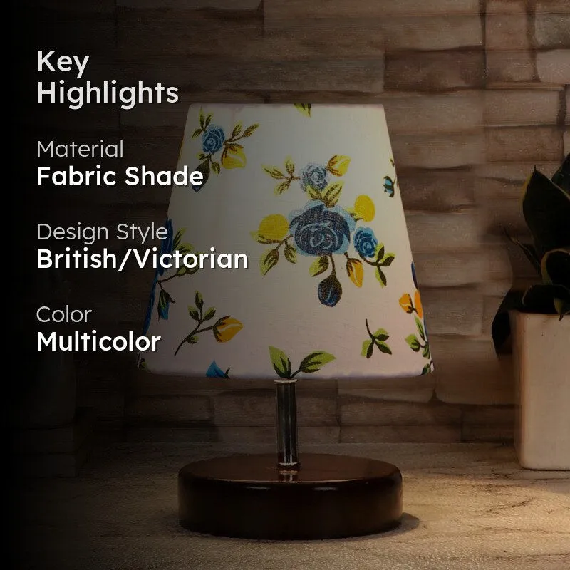 Mita Blue Fleur Fabric Table Lamp - Multicolor media 2
