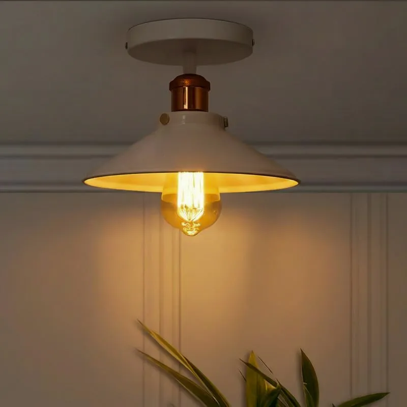 Cove Metal Ceiling Lamp - Rose Gold & White media 1