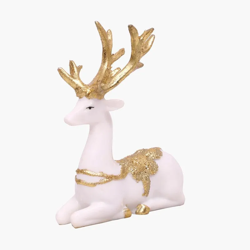 Opulent Deer Polyresin Showpiece (White) - Set Of Two media 5