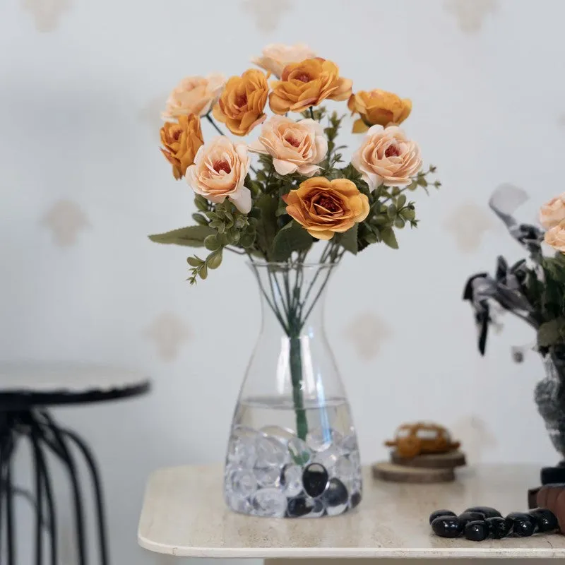 Realistic Artificial Rose Bunch - Orange & Ivory media 1