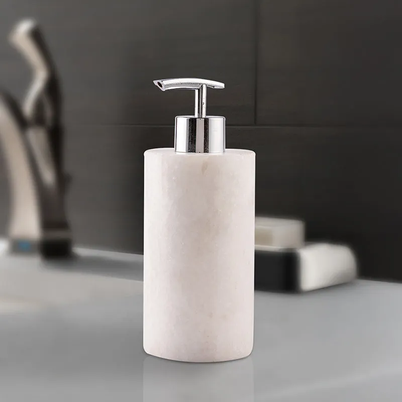 Alabaste Marble Soap Dispenser - White & Silver media 1