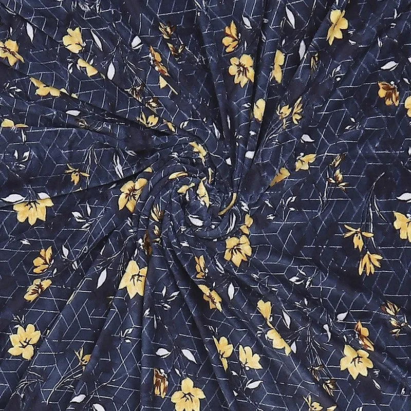 Monte Carlo Bluemora Floral Print Polyester Blanket (Blue) - 210 GSM media 6