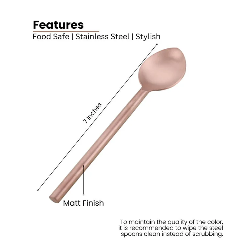 Zarif Stainless Steel Spoon Set (Gold) - Set Of Six media 7