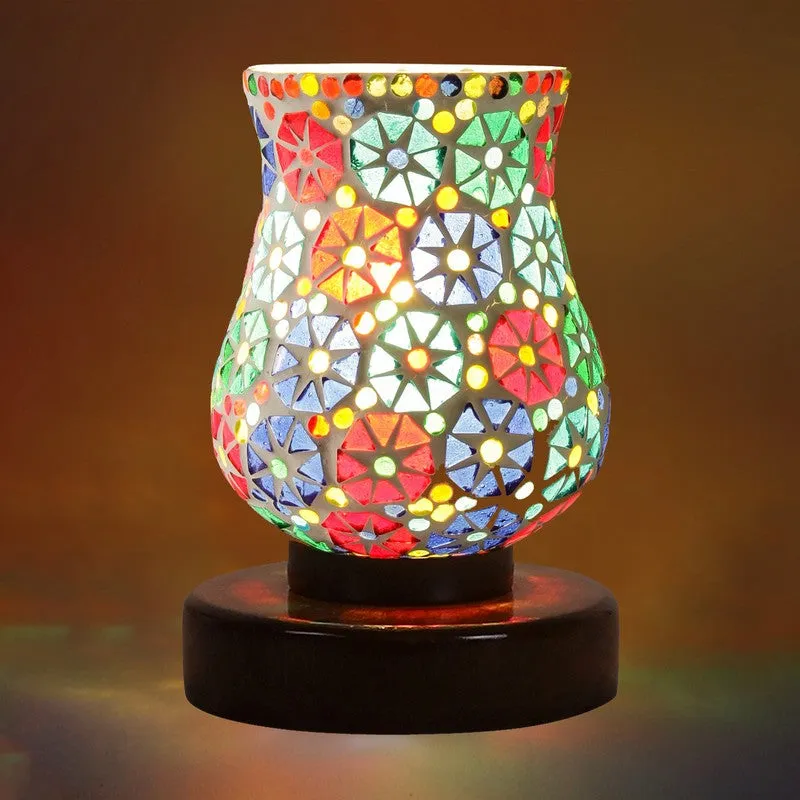 Crystalyn Mosaic Glass Table Lamp With Wooden Base - Multicolor media 7