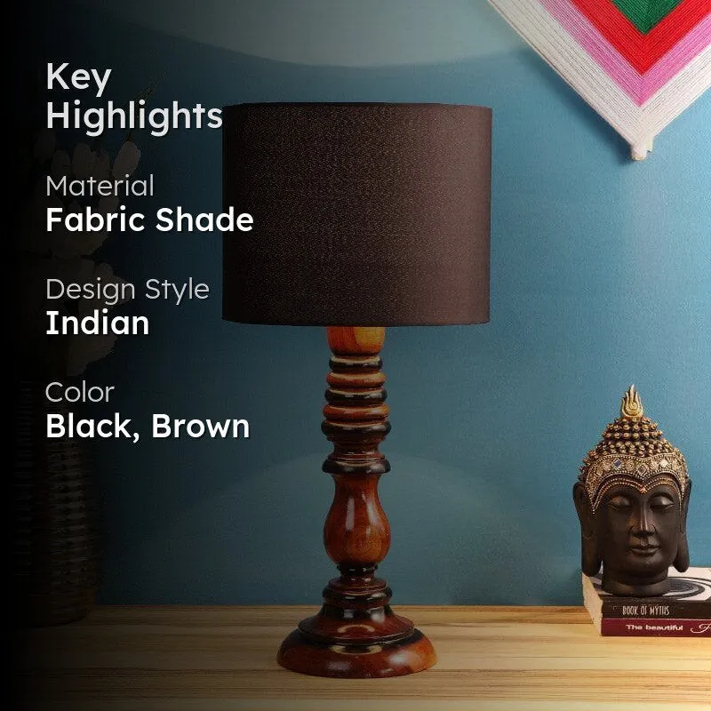 Blace Rustic Fabric Table Lamp - Black,Brown media 2