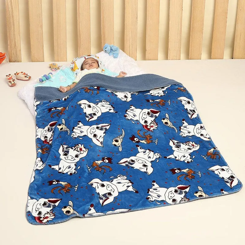 Monte Carlo Whimsical Cow Kids Blanket (Blue) - 500 GSM media 1