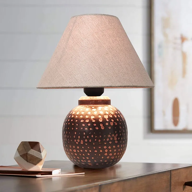 Spire Metal Fabric Table Lamp - Grey,Brown media 3