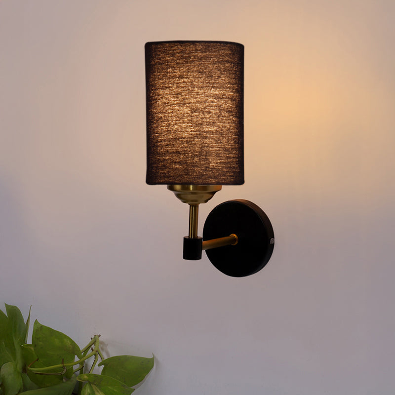 Sienna Sleek Steel & Cotton Wall Lamp - Black