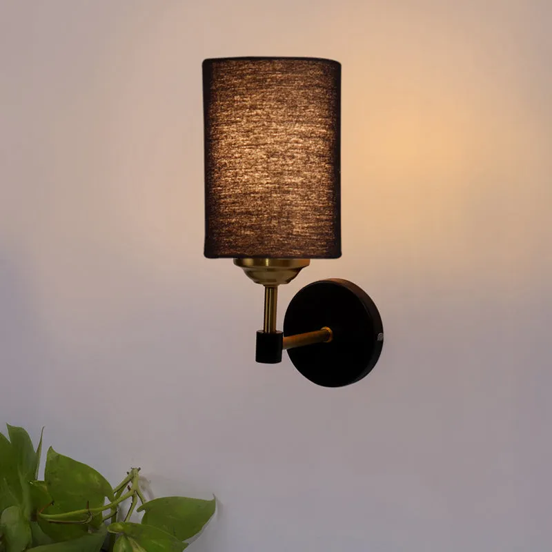 Sienna Sleek Steel & Cotton Wall Lamp - Black media 1