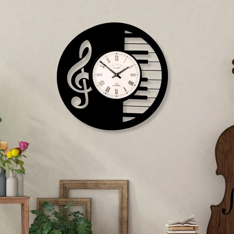 Melody Steel Analog Wall Clock - Black media 1