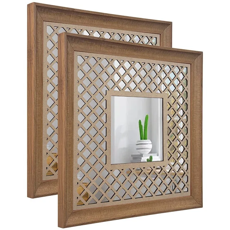 Jharokha View Decorative Acrylic Wall Mirror (Beige) - Set Of Two media 6