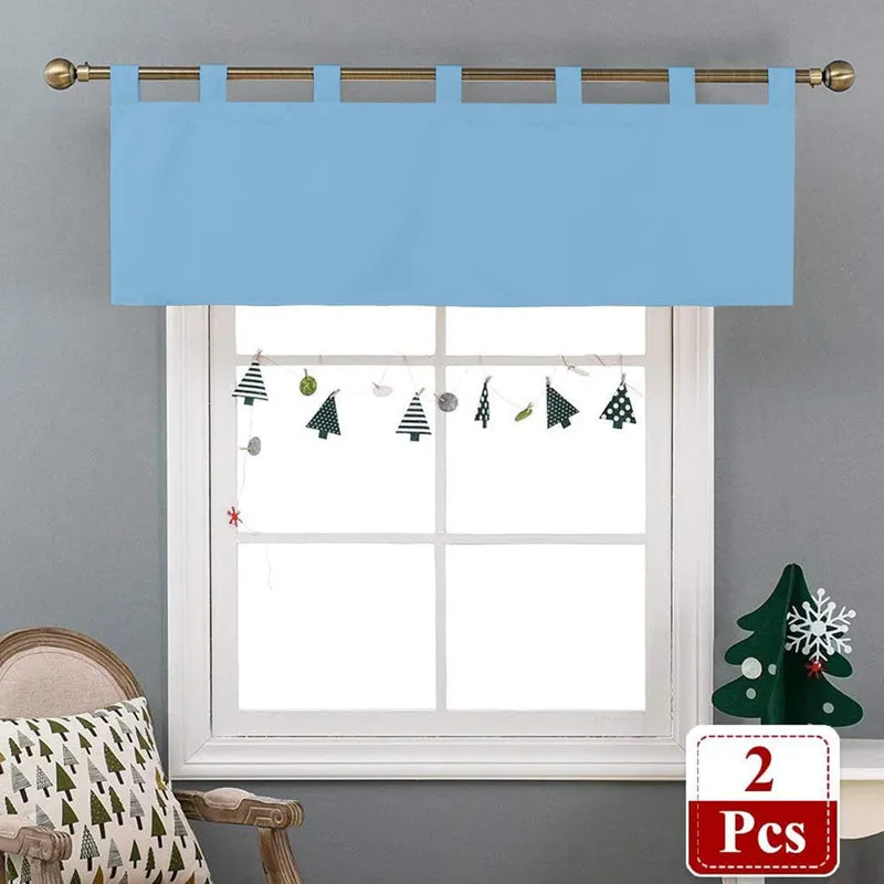 Tab Tale Flat Curtain Valance (Sky Blue) - Set Of Two media 5
