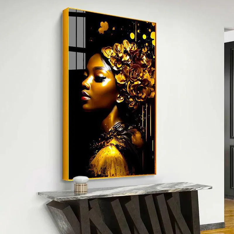 Nocturnal Shimmer Modern Canvas Wall Art With Frame - Gold media 4