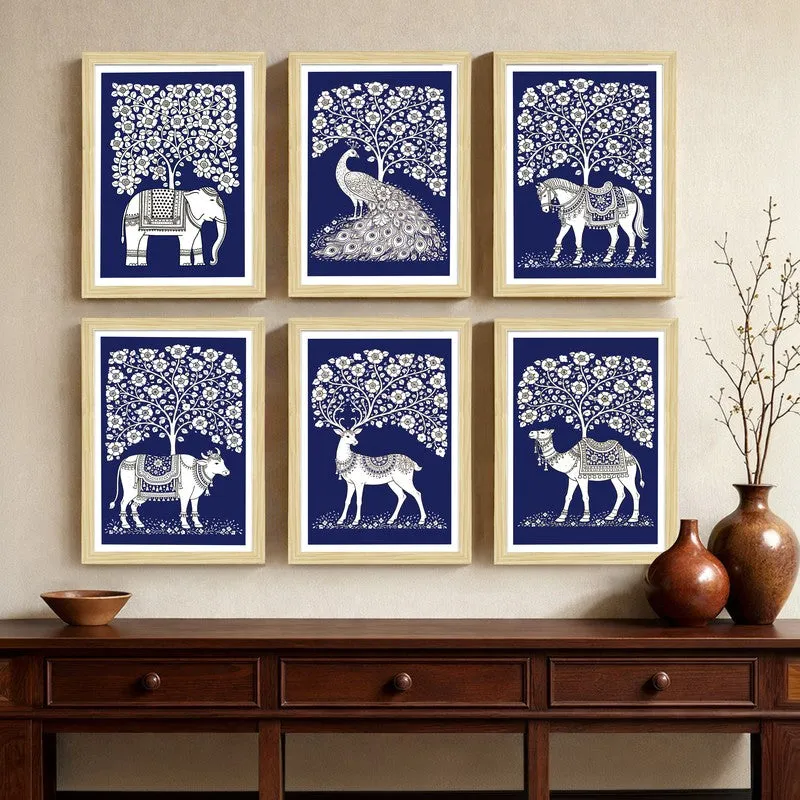Rooted Spirits Paper Wall Painting With Frame - Set Of Six media 6
