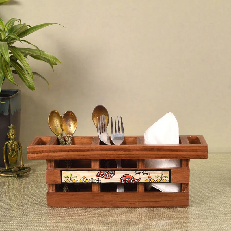 Ima Handcrafted Floral Cutlery Holder media 1