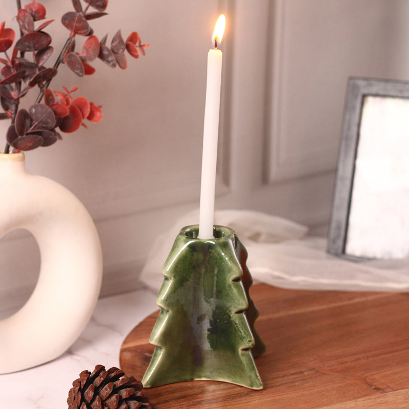 Pineria Ceramic Candle Stand - Green