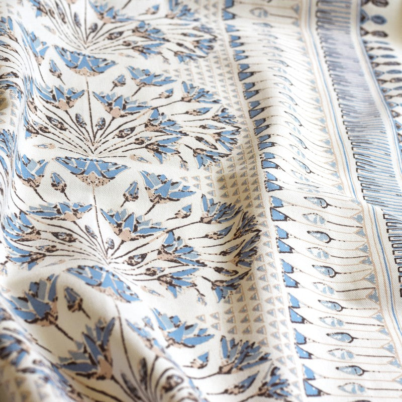 Tranquebar Home Parallel Grace Cotton Curtains(Blue) - Set Of Two media 5