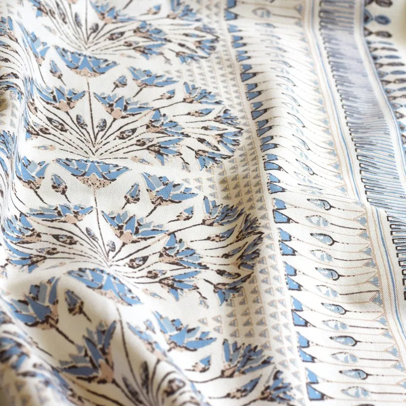 Tranquebar Home Parallel Grace Cotton Curtains(Blue) - Set Of Two media 5