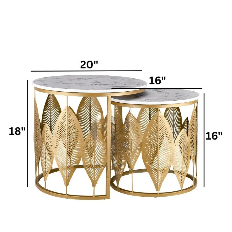 Kairo Curve Accent Table (Brown & White) - Set Of Two media 8
