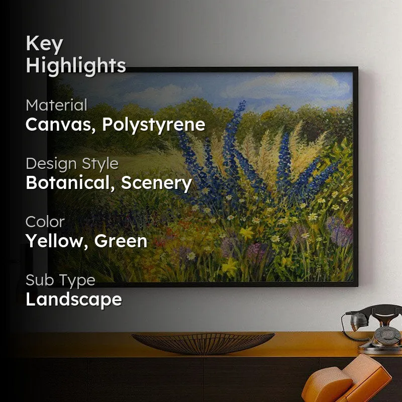 Wild Flowers Canvas Painting - Black Frame media 2