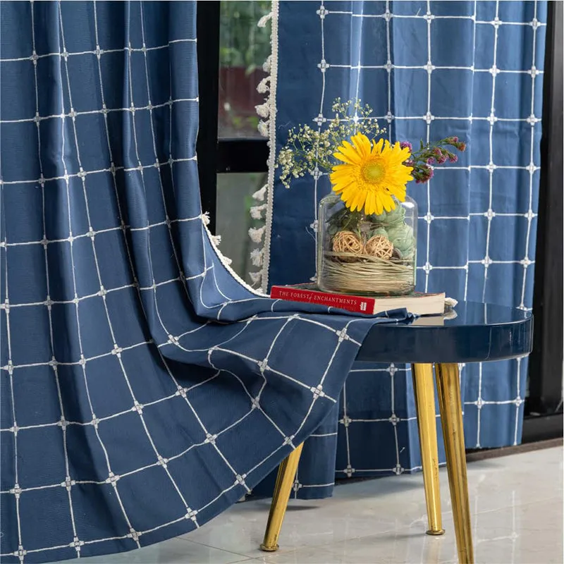 Urban Space Kanya Grid Curtain - Blue media 1