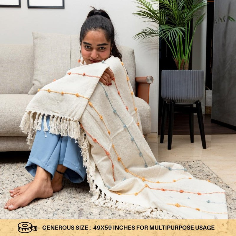 Urban Space Modern White Cotton Throw media 5