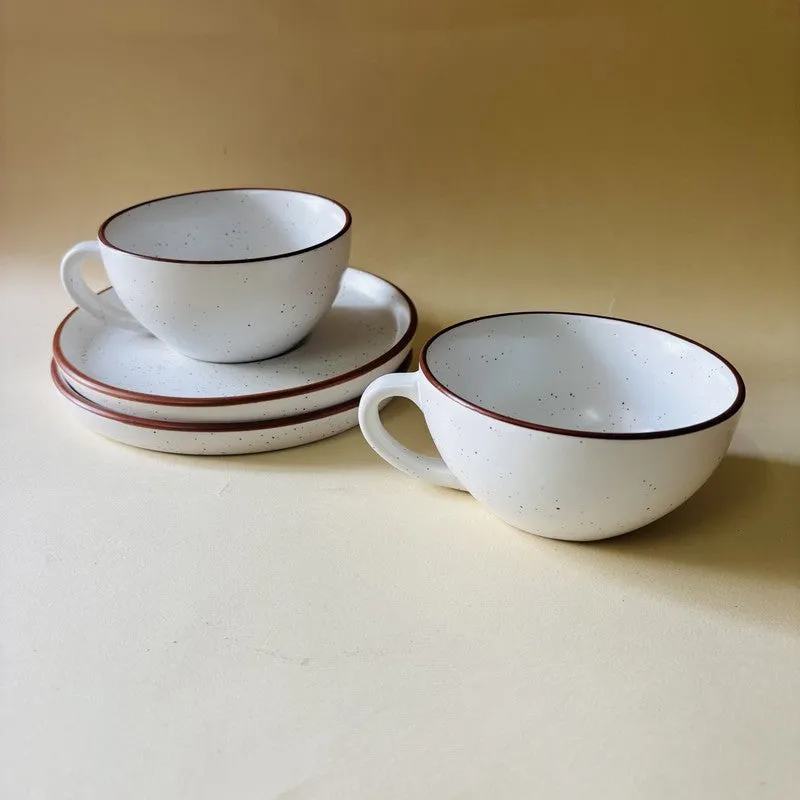 Ceramic Cup & Saucer (White/240 mL Each) - Set of Two media 4