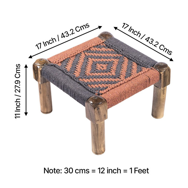 Hirox Sheesham Wooden Bench - Orange,Grey media 10