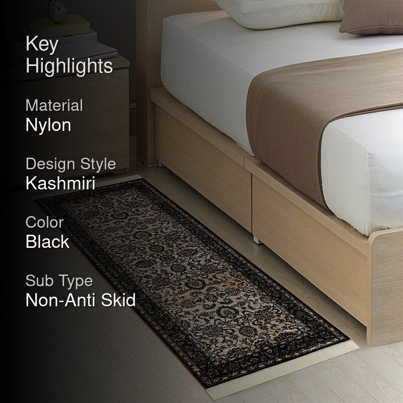 Aavni Flora Nylon Nylon Runner Rug - Black media 2