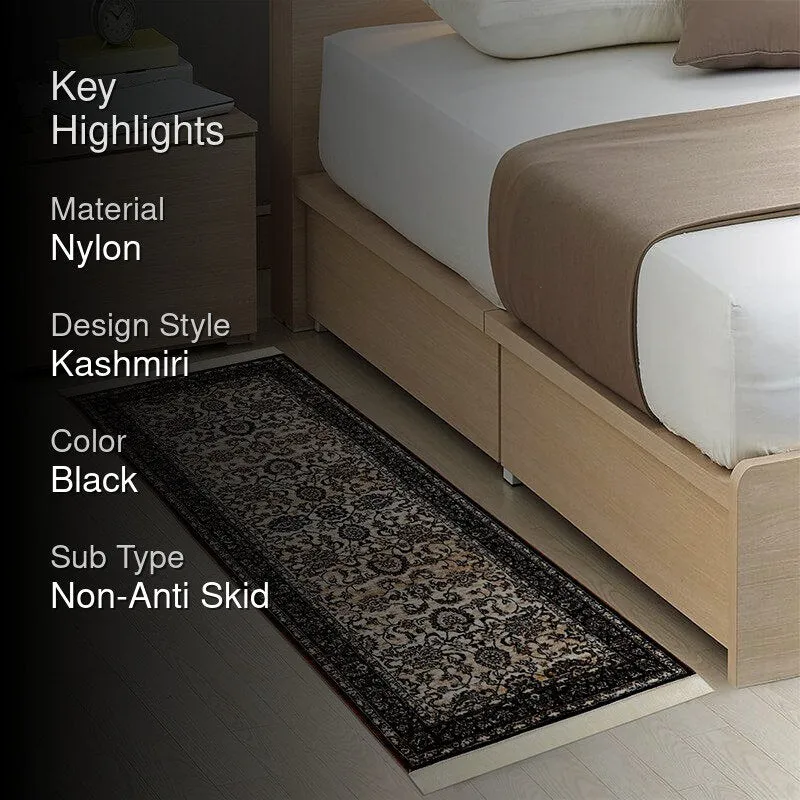Aavni Flora Nylon Nylon Runner Rug - Black media 2