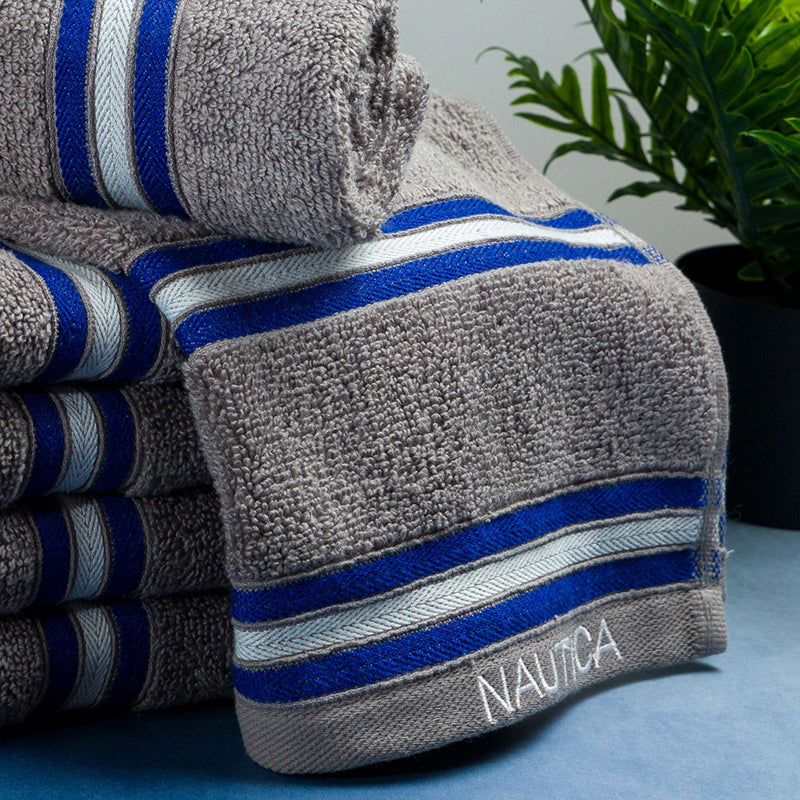 Nautica Dove Dual Cotton Hand Towel (Grey) - Set Of Six media 4