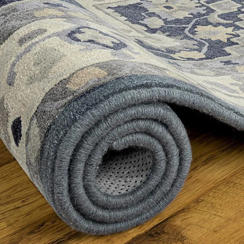 Pavati Hand Tufted Ethnic Wool & Nylon Carpet - Blue media 5