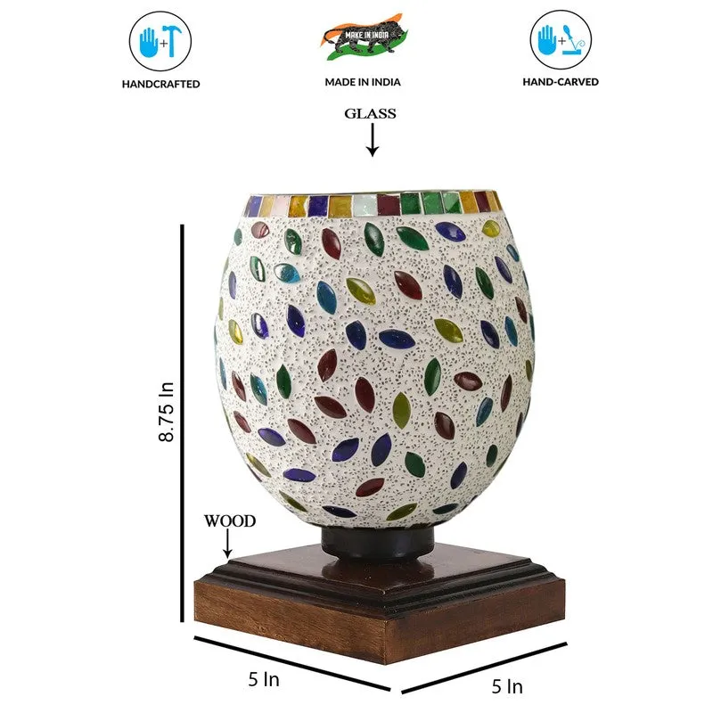 Lumenest Mosaic Glass Table Lamp With Wooden Base - Multicolor media 9