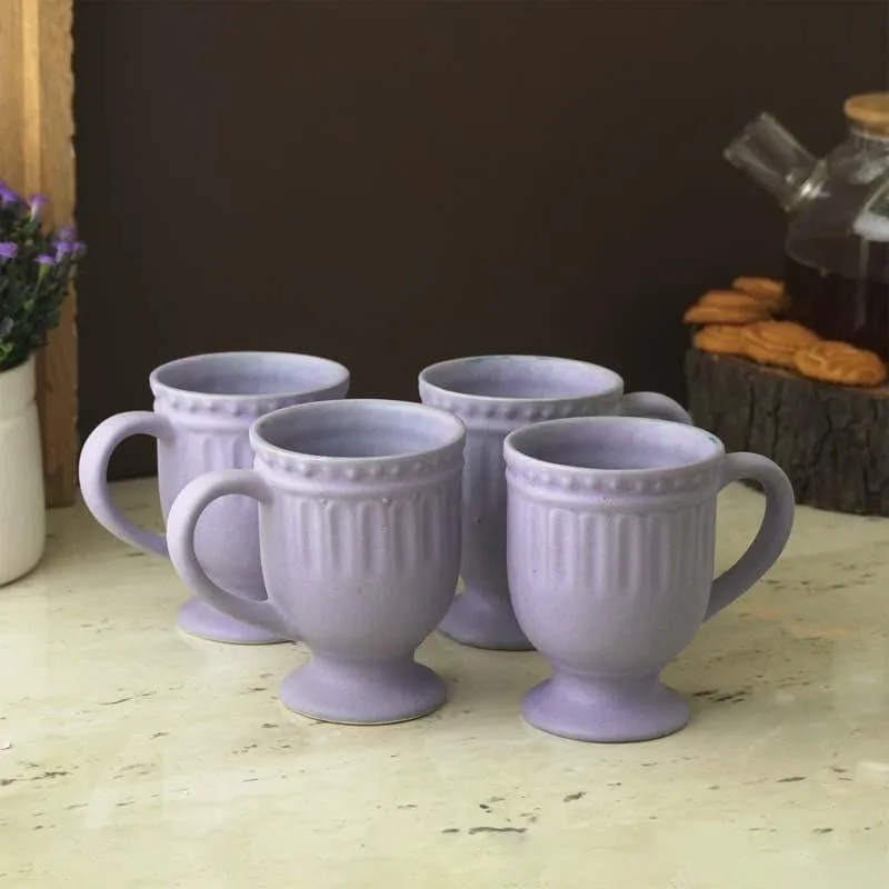 Lilac Ceramic Coffee Mug (300 mL Each) - Set of Four media 3