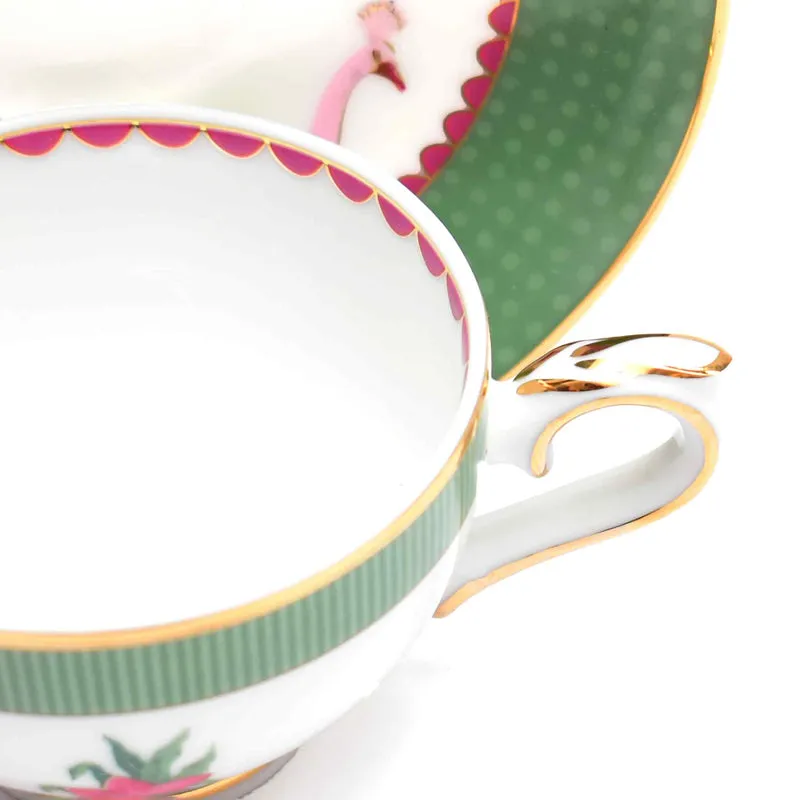 Gilded Mayura 24k Gold Brushed Porcelain Tea Cup & Saucer (280 mL) - Set of Six media 8