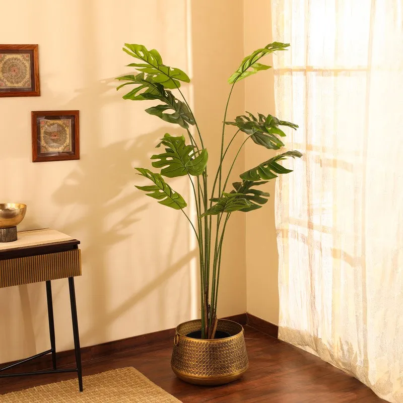 Artificial Monstera Plant With Black Plastic Pot - 6 ft media 3