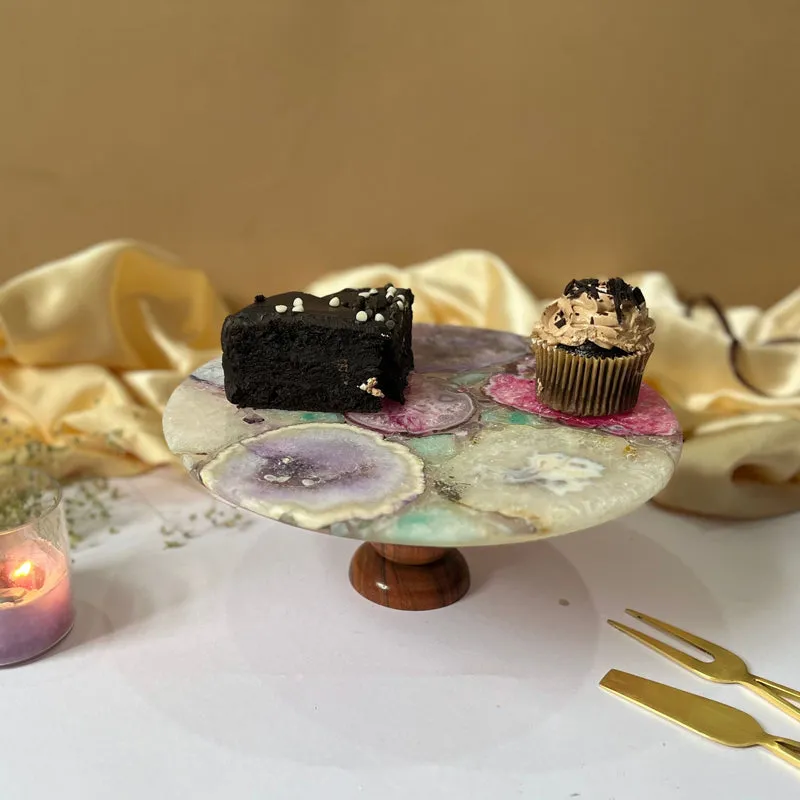 Emora Handcrafted Agate Cake Stand - Multicolor media 4