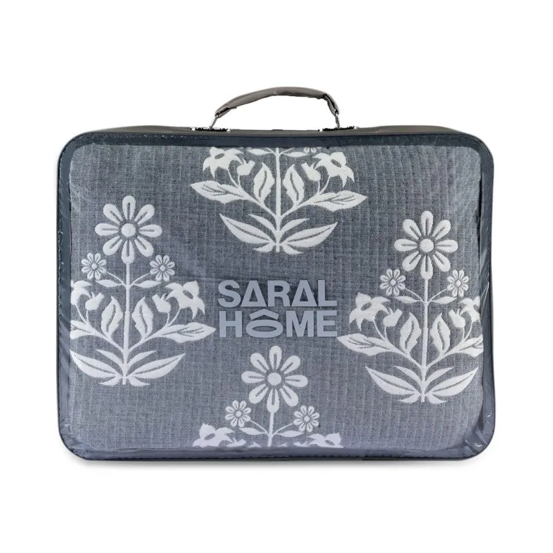 Ivory-Blue Floral Design Comforter media 8