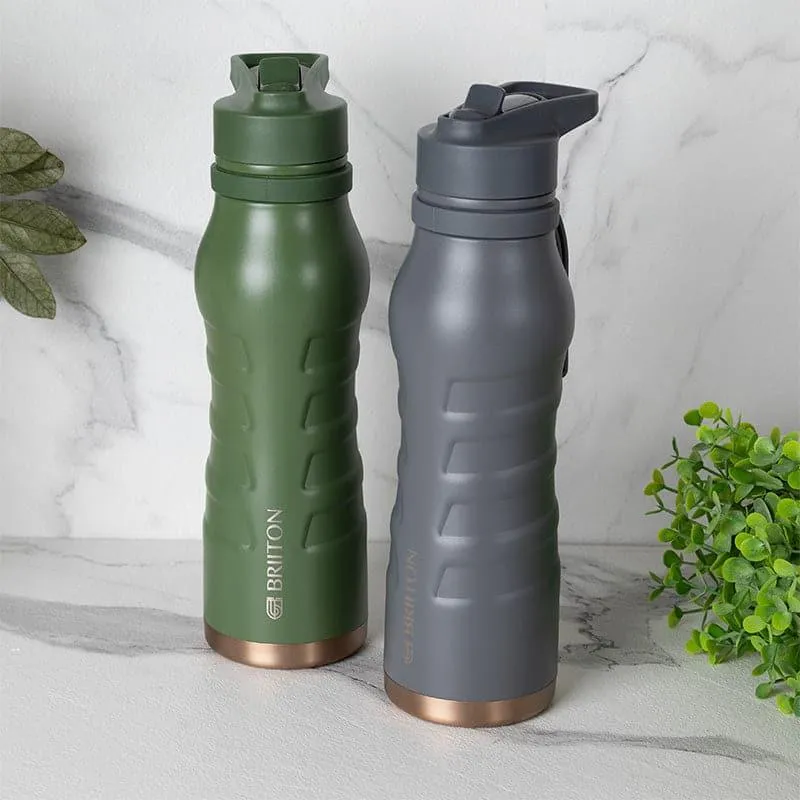 Epiquencher Hot & Cold Thermos Water Bottle (Green & Grey, 750 mL Each) - Set Of Two media 1