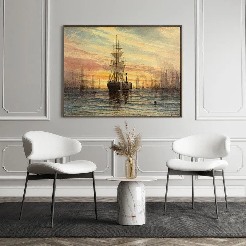 Harbor Scene Wall Painting - Black Frame media 5