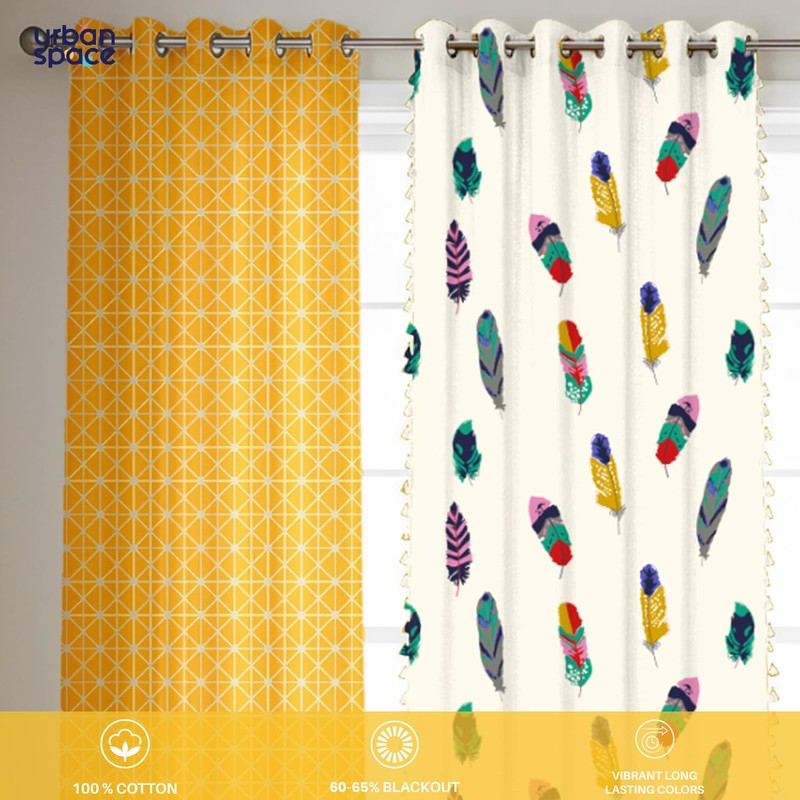 Urban Space Yellow Star & Dream Catcher Curtains - Set Of Three media 4