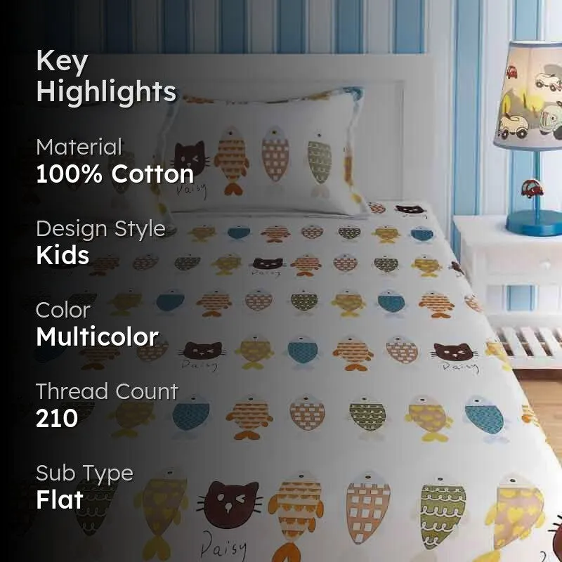Daisy and the Fishes Cotton Bedsheet - 210 TC media 2