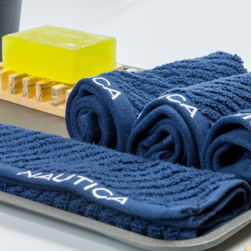Nautica Dove Cotton Hand & Face Towel (Dark Blue) - Set Of Four media 4