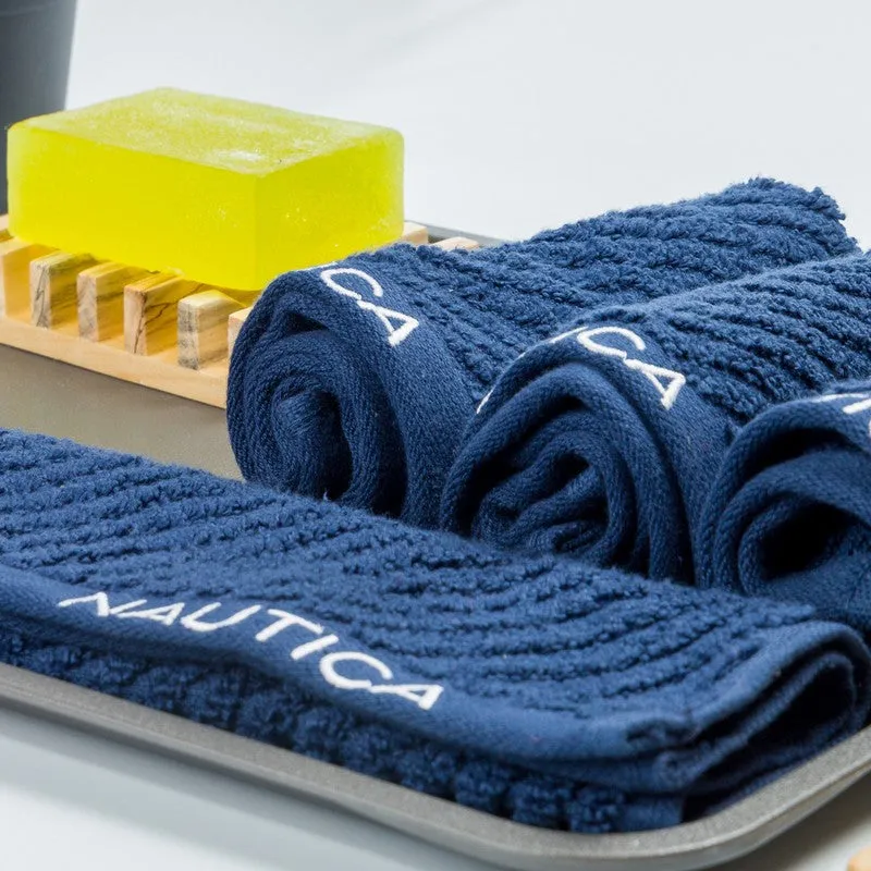 Nautica Dove Cotton Hand & Face Towel (Dark Blue) - Set Of Four media 4