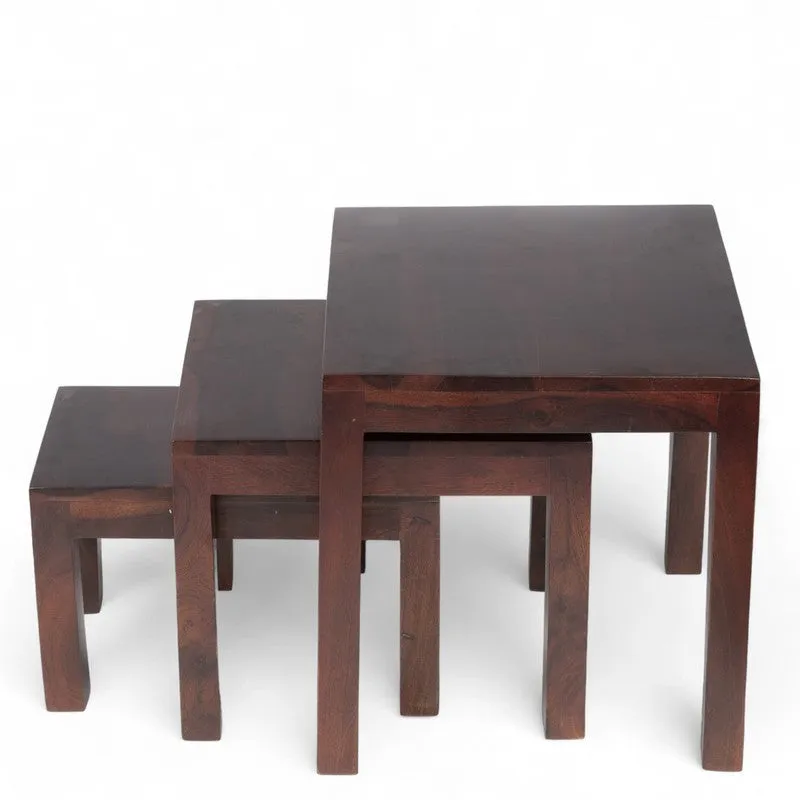 Sverox Sheesham Wooden Side & Bedside Table (Taupe) - Set Of Three media 3