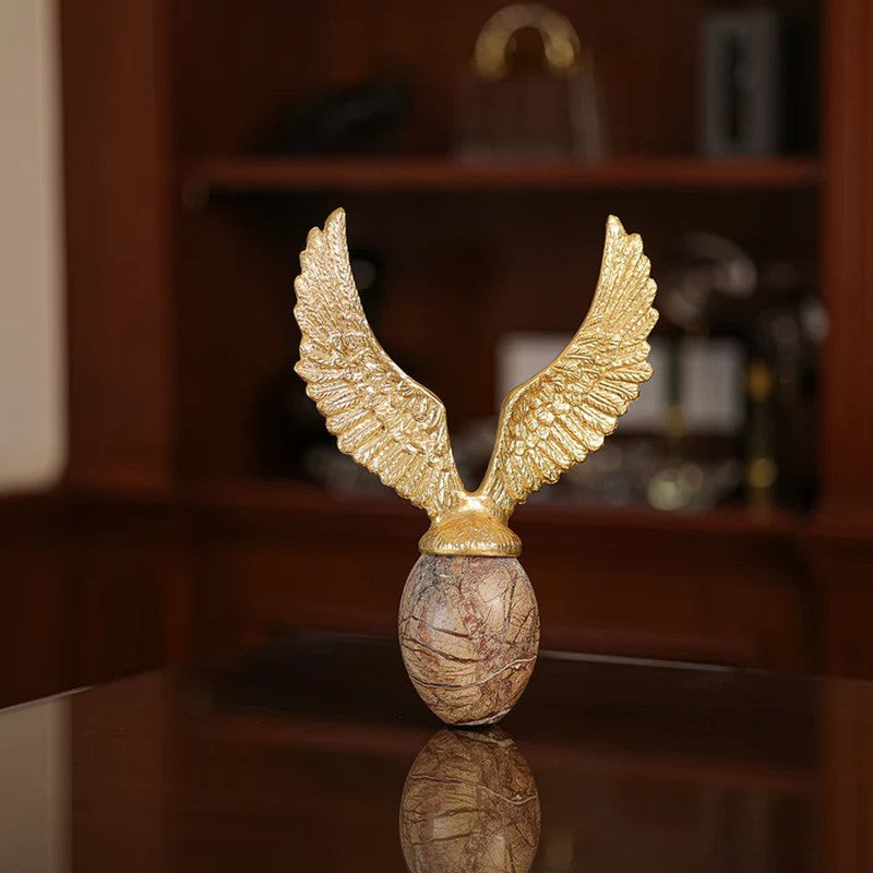 WingedAura Metal & Marble Showpiece