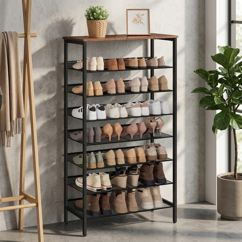 Versatile Metal Shoe Rack - Black,Brown